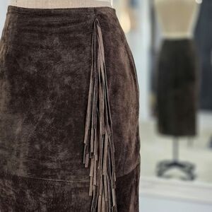 Vintage Leather Fringe Maxi Skirt